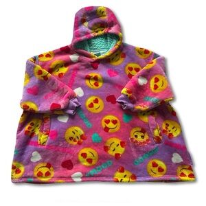 Emoji Girls’ Oversized Plush Hoodie, One Size Fit Most (4-10)